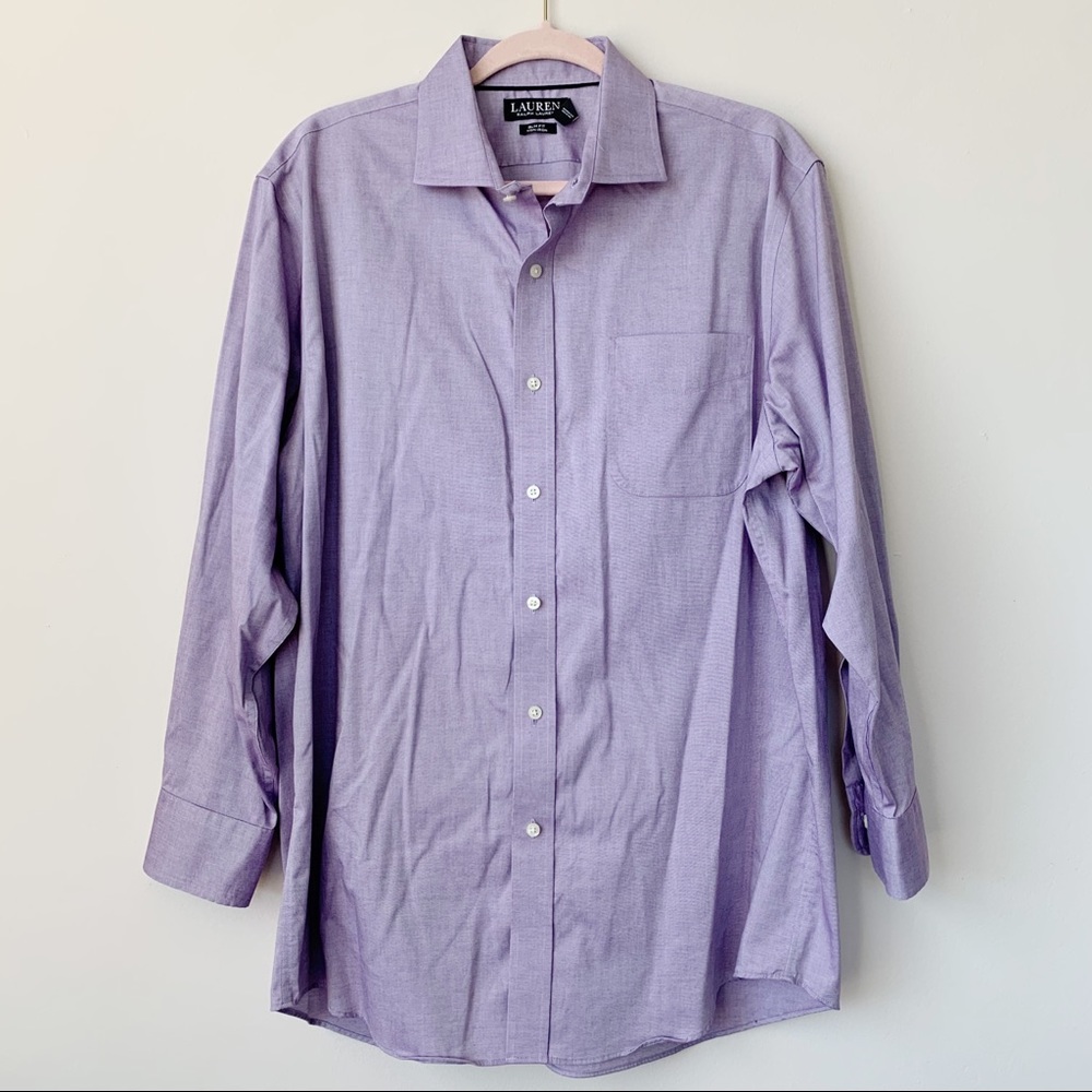 Lauren Ralph Lauren Black Label Casual Button Front Shirt Purple Slim Fit 17